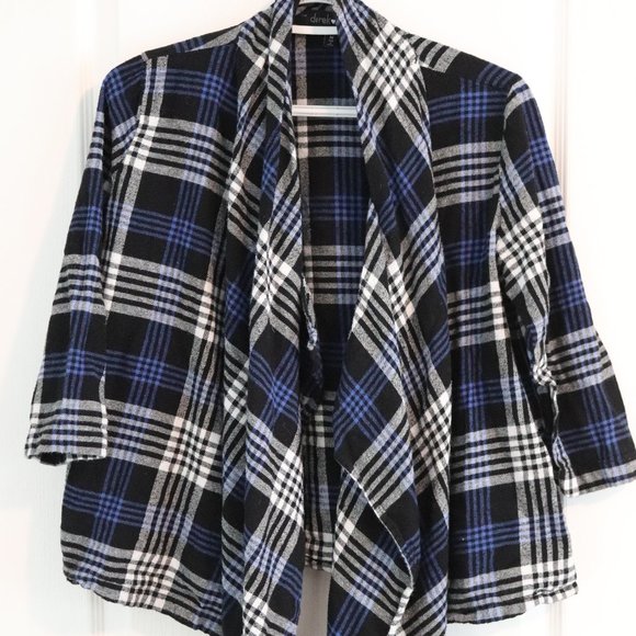 Plaid Flannel Waterfall Cardigan - Picture 1 of 6